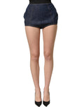 Dolce & Gabbana Blue Cotton High Waist Denim Hotpants Shorts