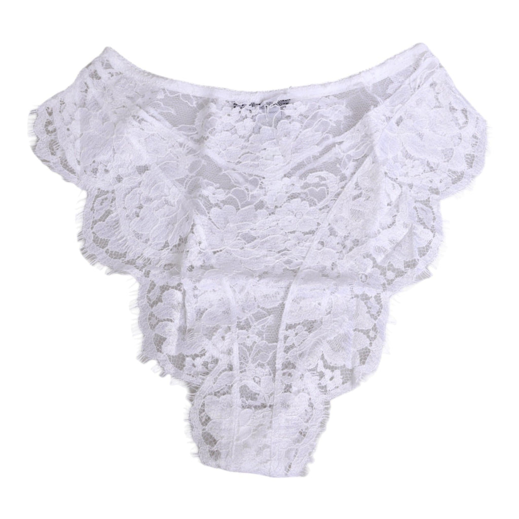 Dolce & Gabbana White Floral Lace Low Rise Panty Underwear