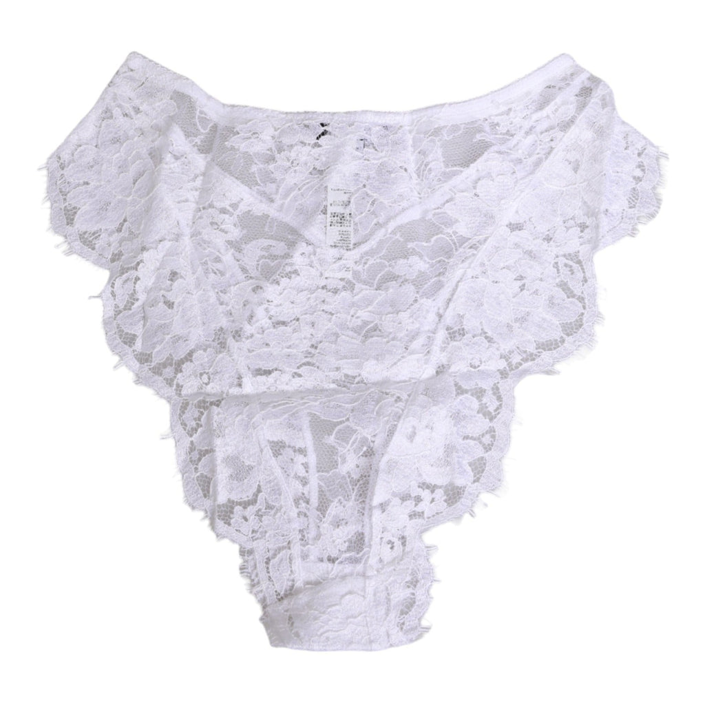 Dolce & Gabbana White Floral Lace Low Rise Panty Underwear