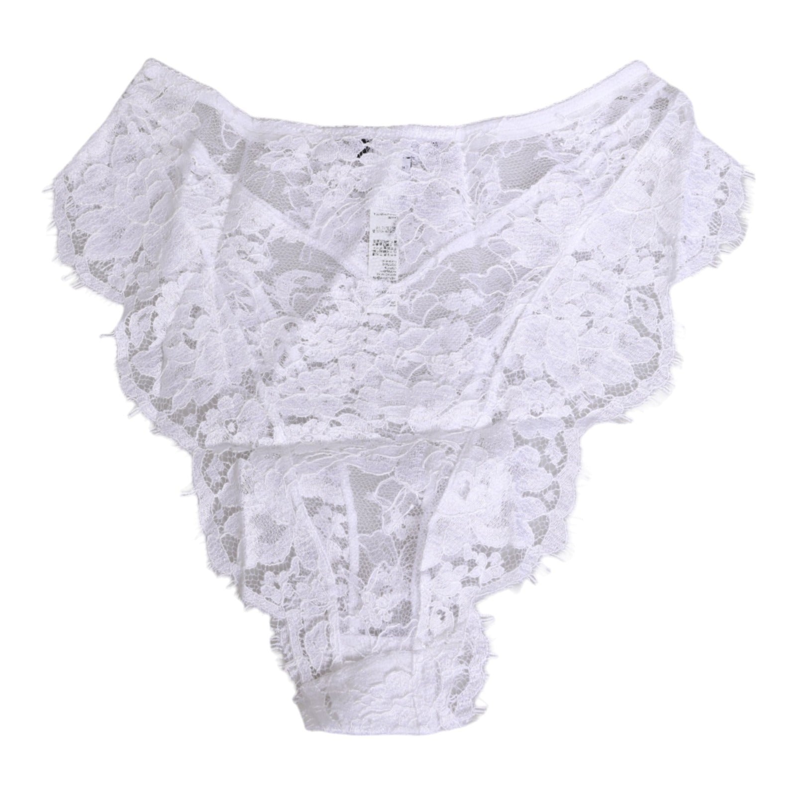 Dolce & Gabbana White Floral Lace Low Rise Panty Underwear