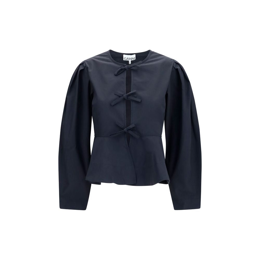 Ganni Black Cotton Blouse