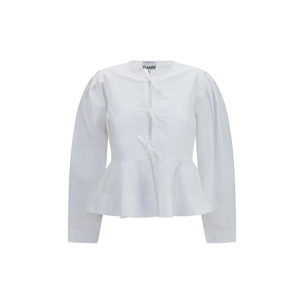Ganni White Cotton Blouse