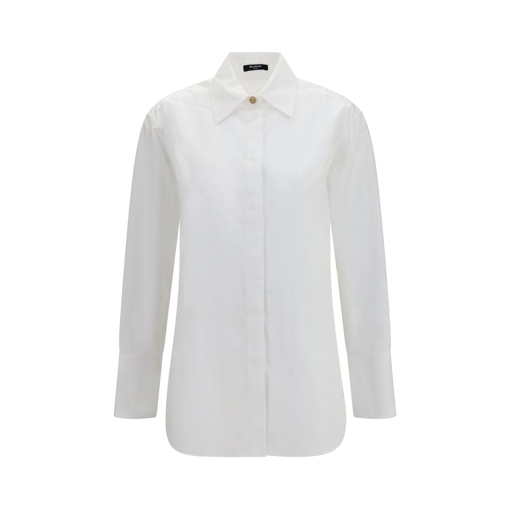 Balmain White Cotton Dress Shirt