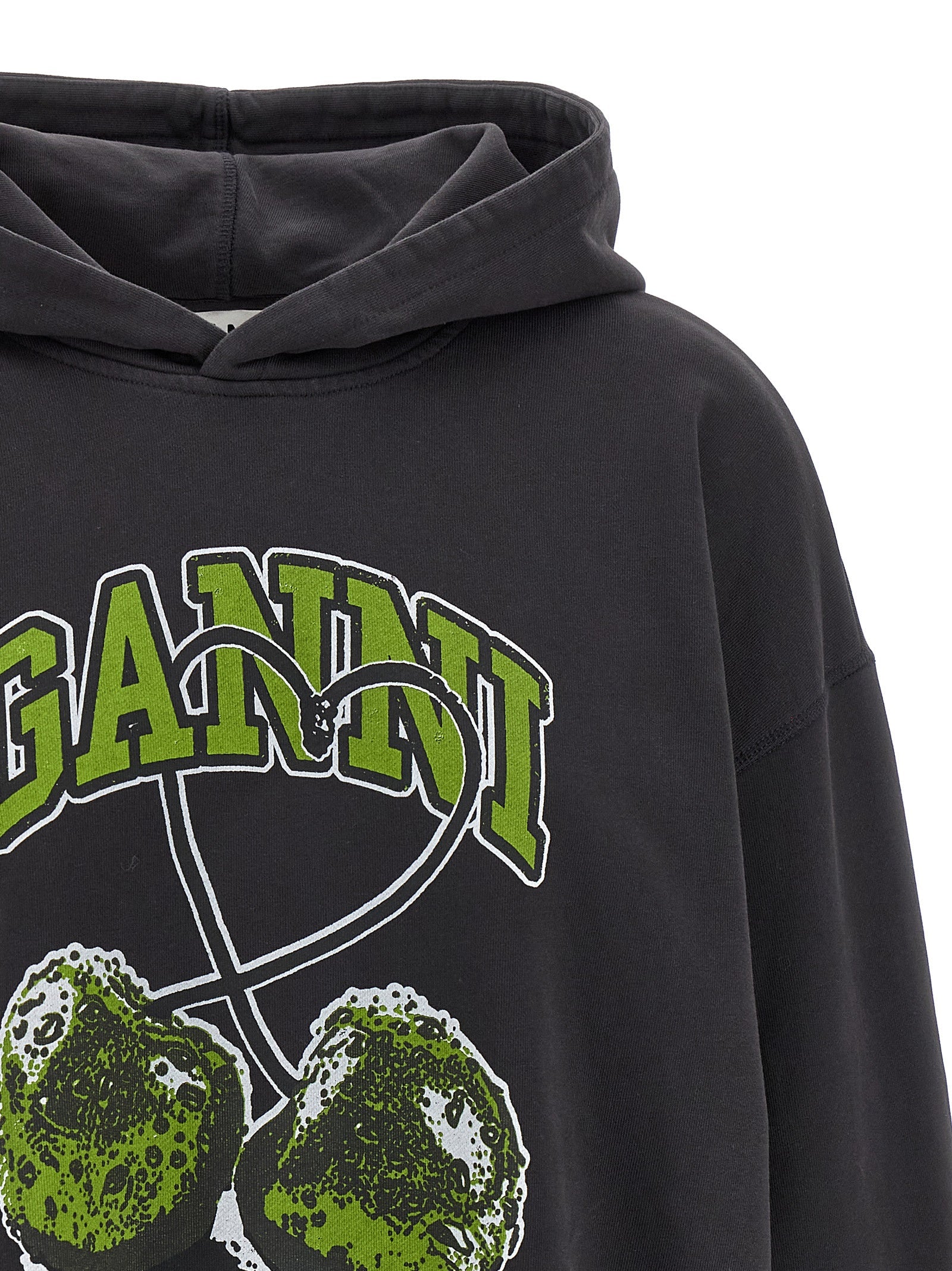 Ganni Gray Organic Cotton Hoodie Ganni