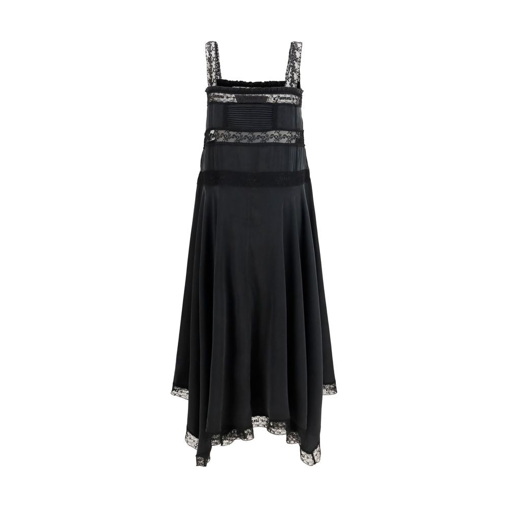 Ganni Black Silk Casual Dress