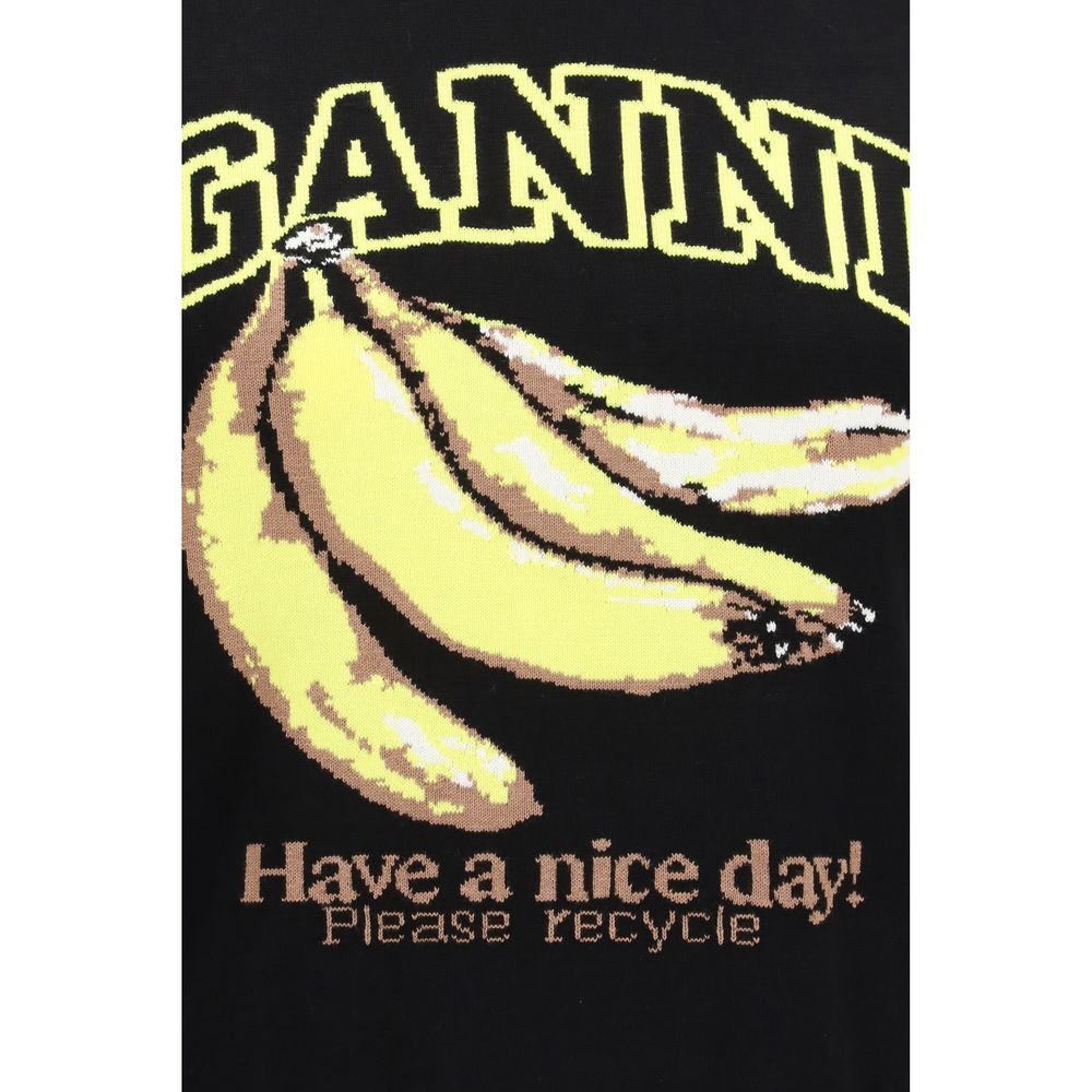 Ganni Black Cotton Sweatshirt