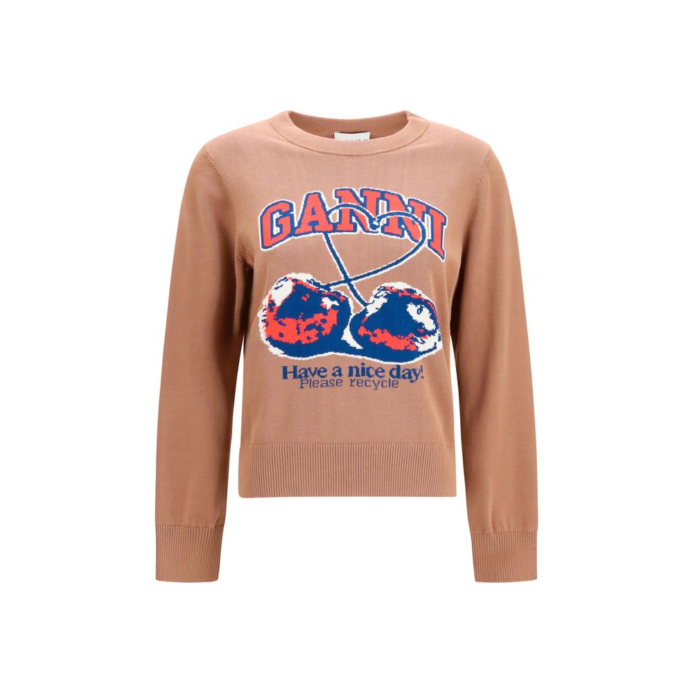 Ganni Beige Cotton Sweatshirt