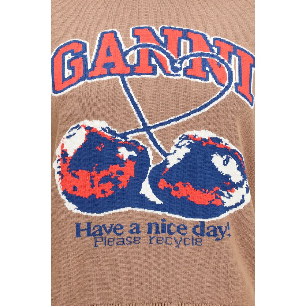 Ganni Beige Cotton Sweatshirt