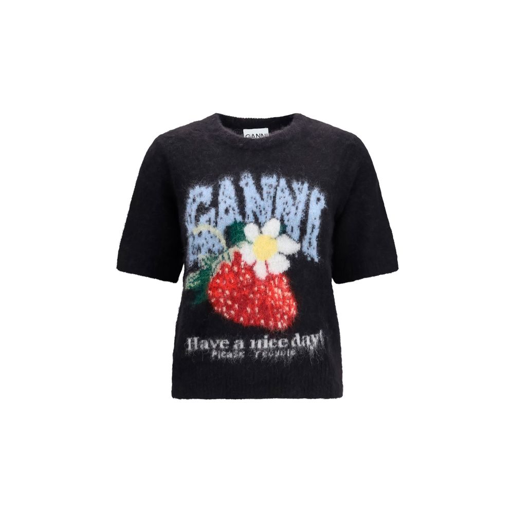 Ganni Black Alpaca Vicugna Pacos T-Shirt