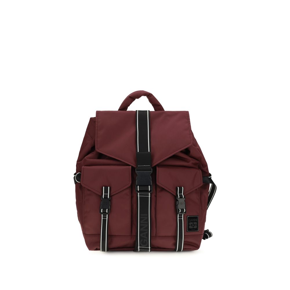Ganni Bordeaux Recycled Polyamide Backpack