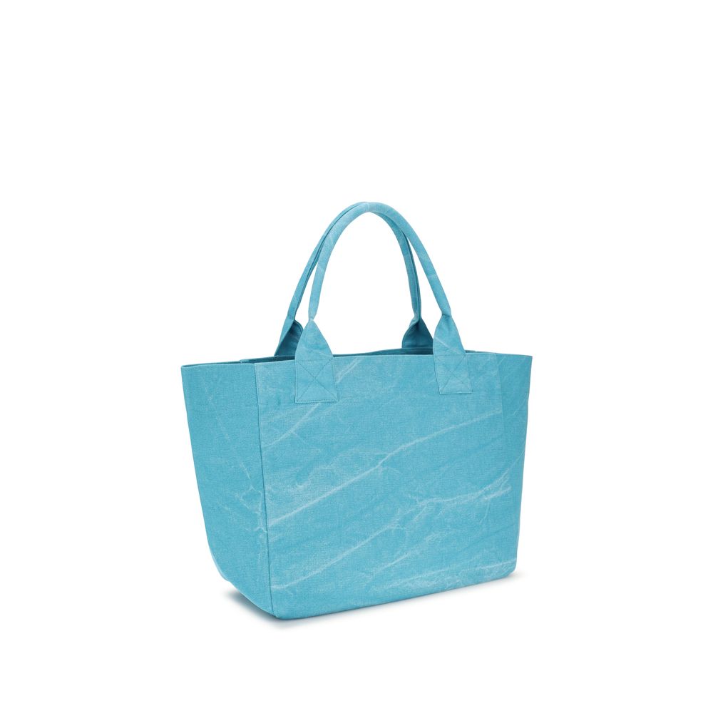 Ganni Blue Recycled Cotton Shoulder Bag