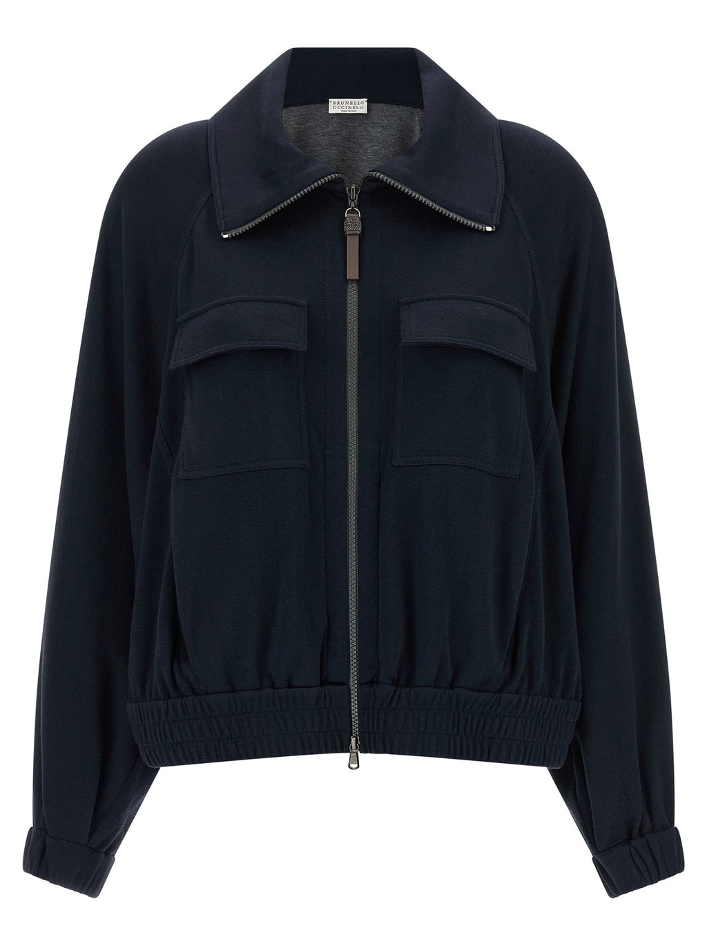 Brunello Cucinelli Blue Cotton Bomber Brunello Cucinelli