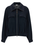 Brunello Cucinelli Blue Cotton Bomber Brunello Cucinelli