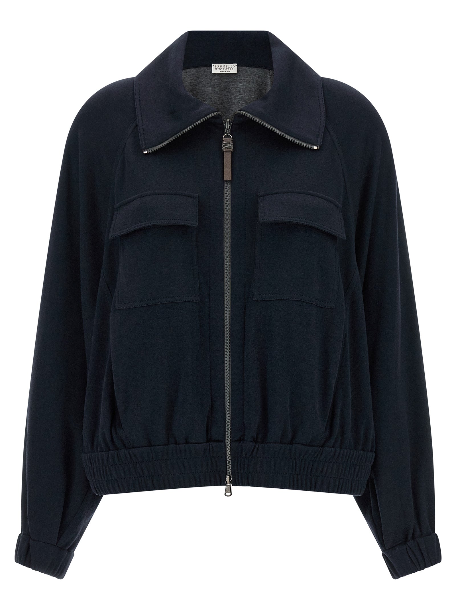 Brunello Cucinelli Blue Cotton Bomber Brunello Cucinelli