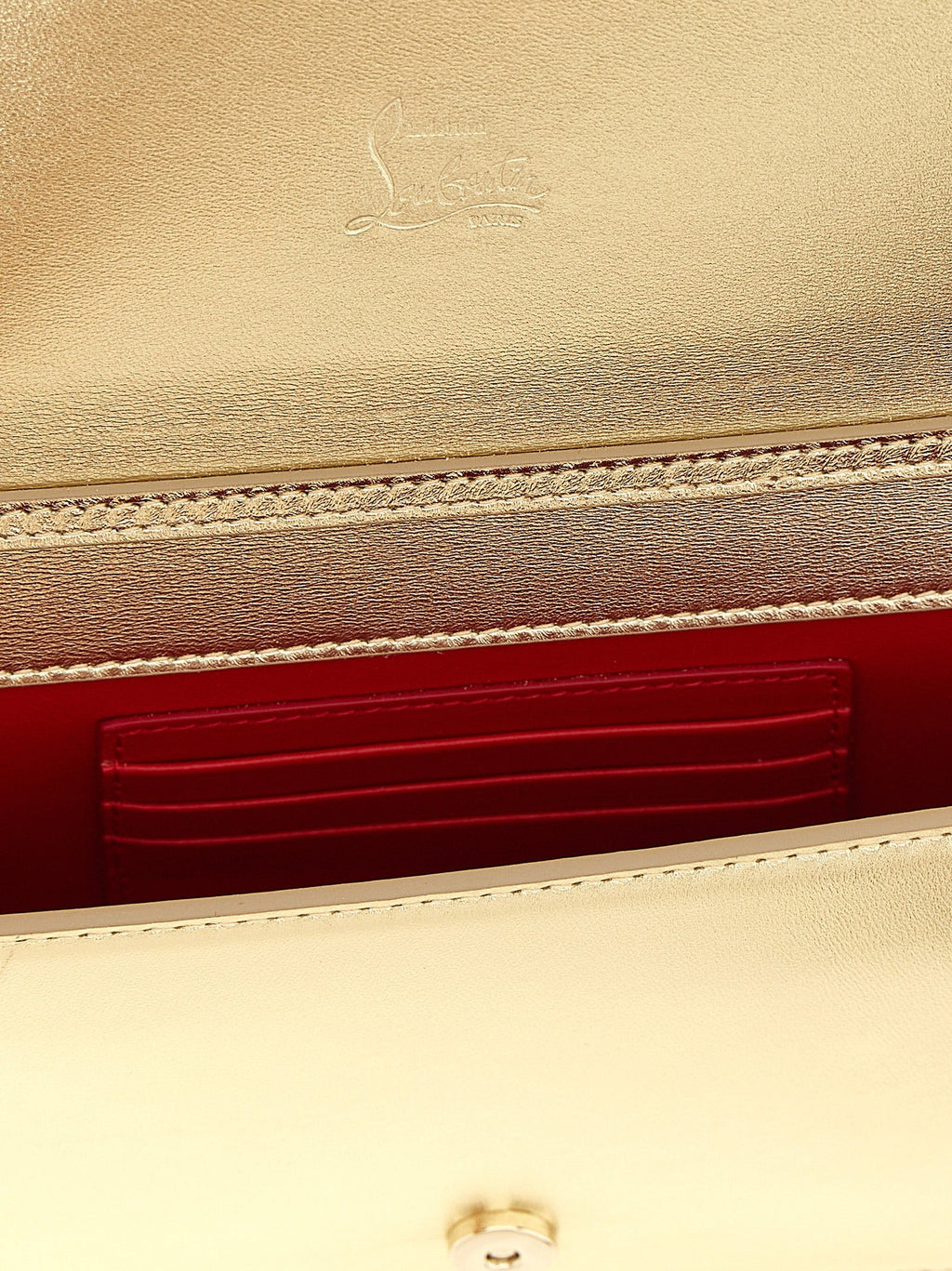 Christian Louboutin Gold Lambskin Clutch Bag