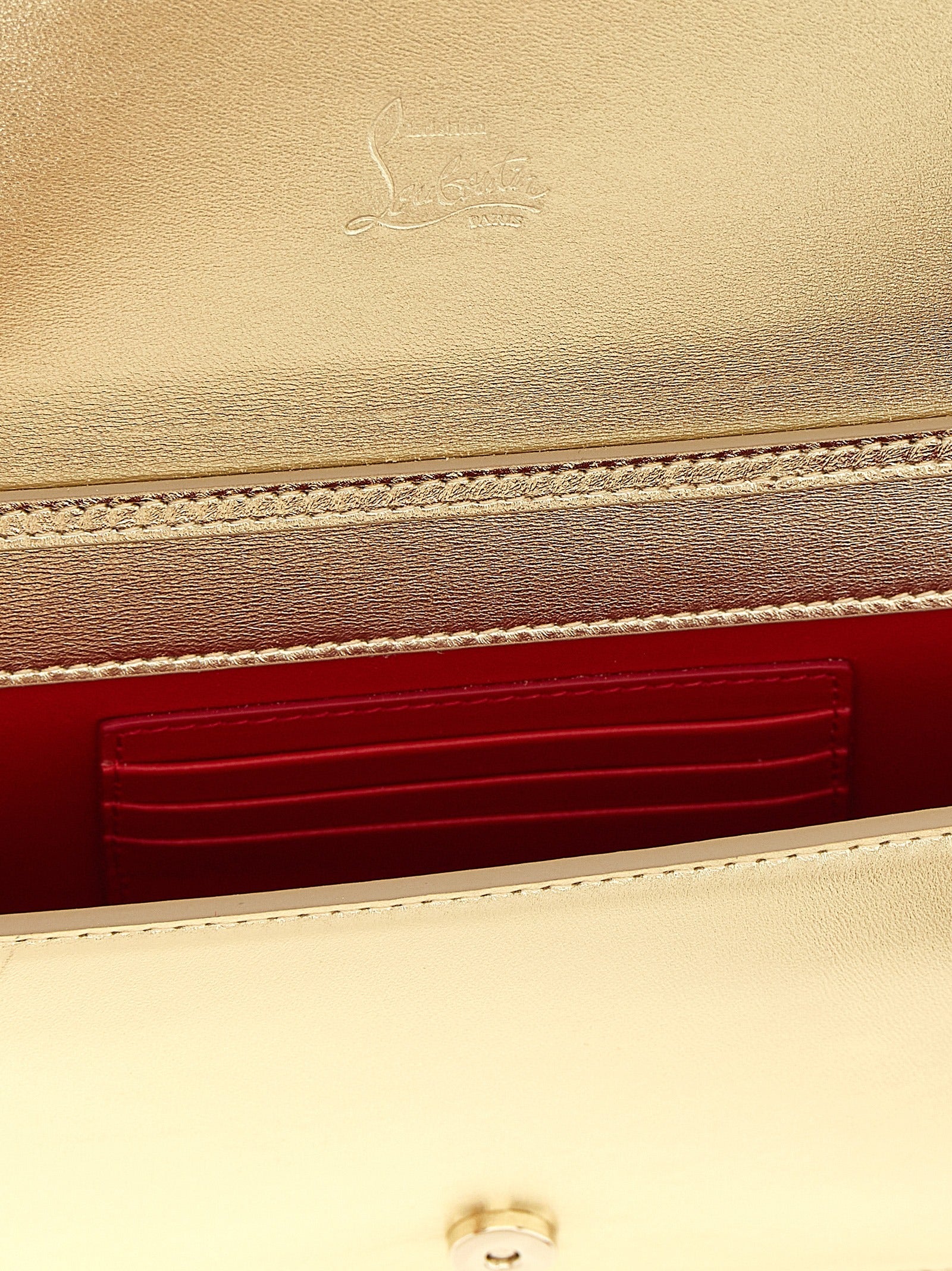 Christian Louboutin Gold Lambskin Clutch Bag