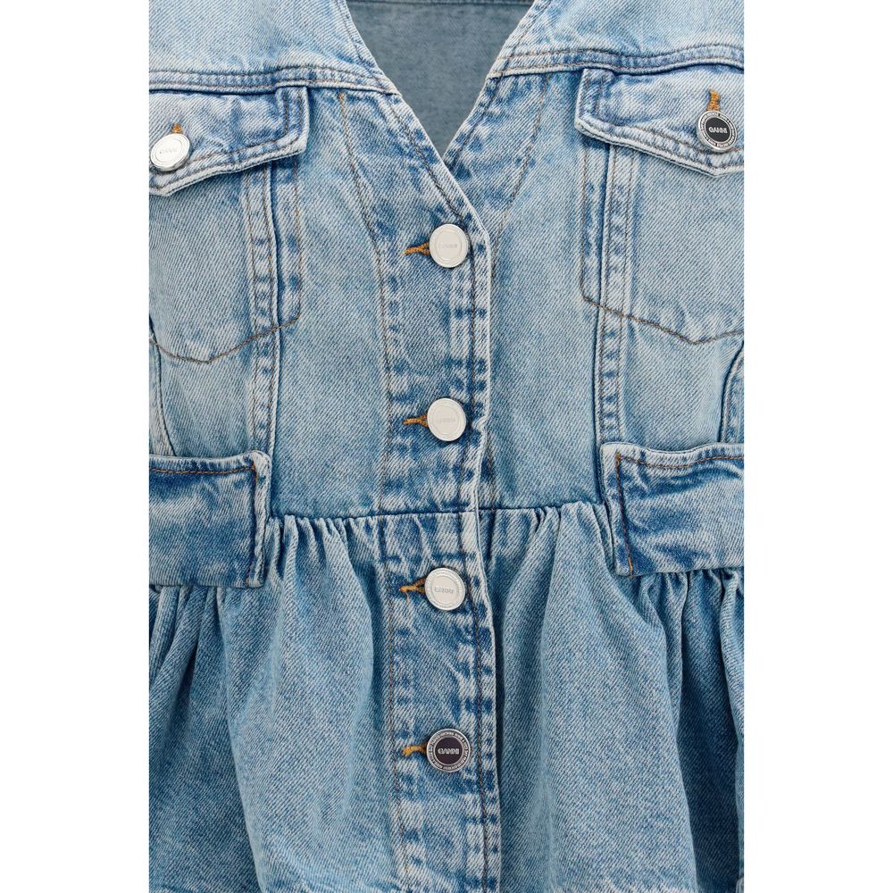 Ganni Blue Cotton Denim Jacket Ganni