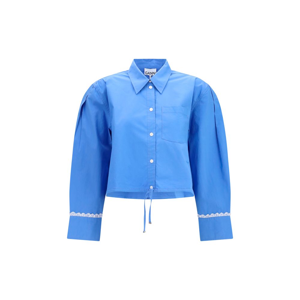 Ganni Blue Cotton Pattern Shirt