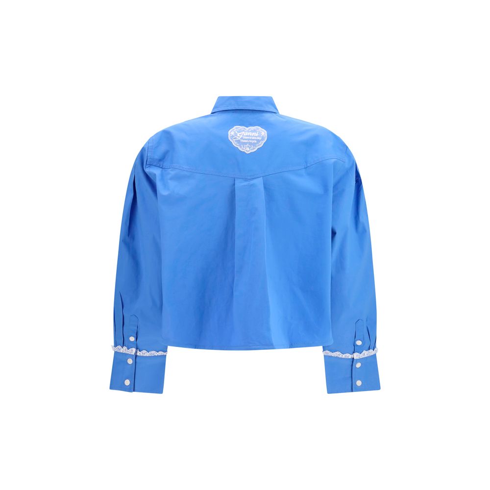 Ganni Blue Cotton Pattern Shirt