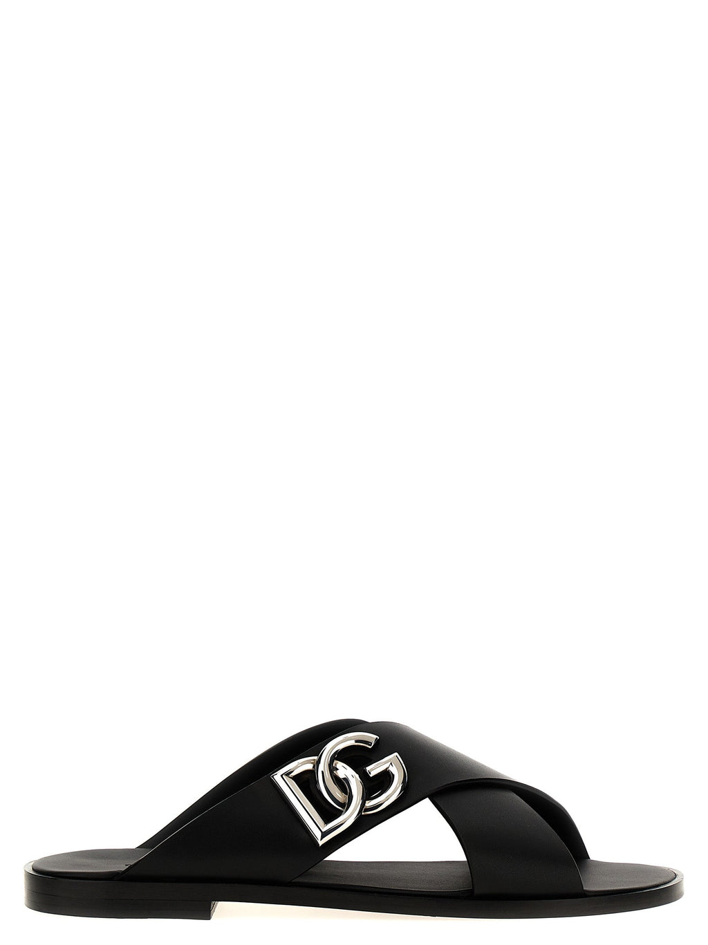 Dolce & Gabbana Black Calfskin Slides Dolce & Gabbana