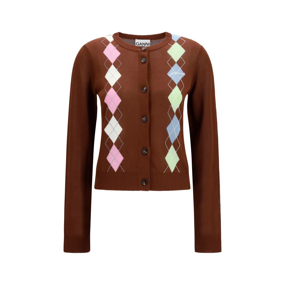 Ganni Brown Cotton Cardigan