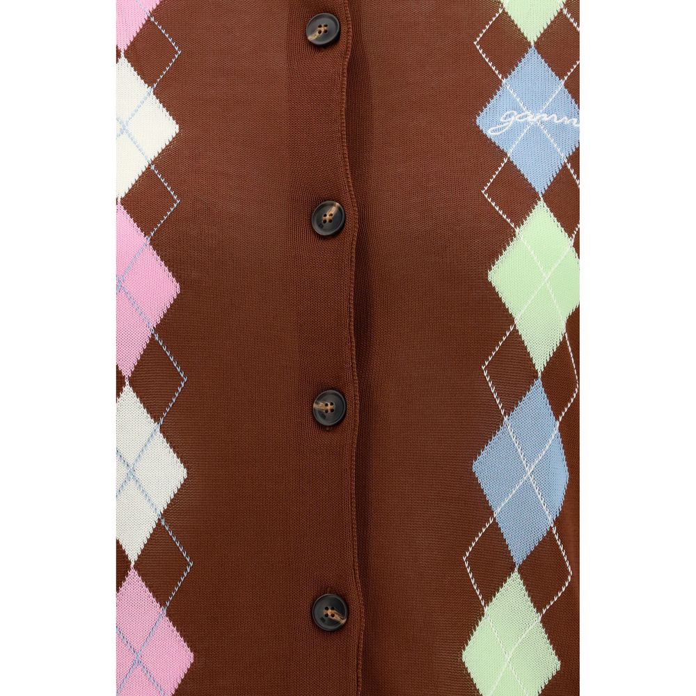 Ganni Brown Cotton Cardigan