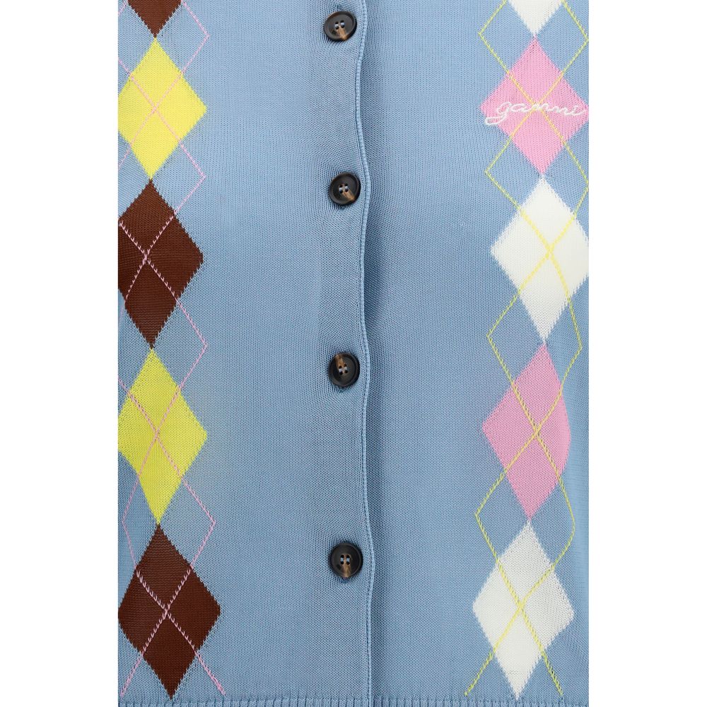 Ganni Blue Cotton Cardigan