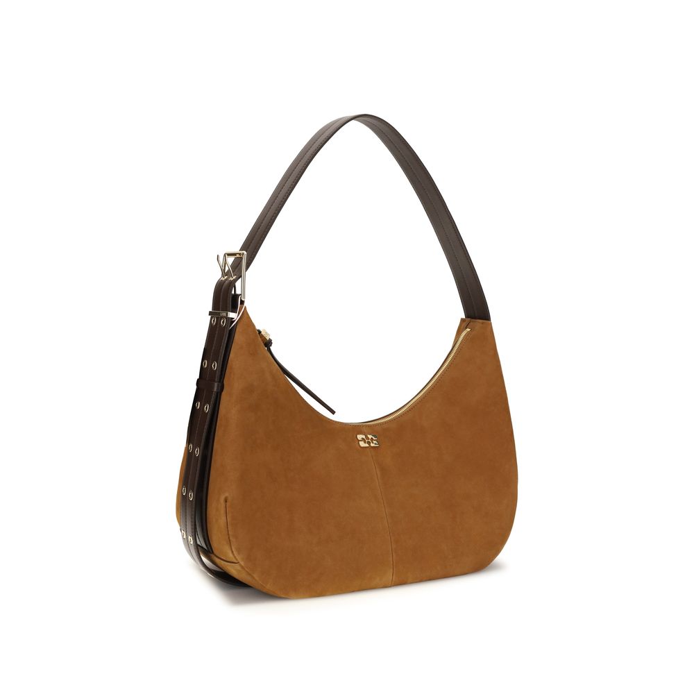 Ganni Brown Recycled Polyester Shoulder Bag