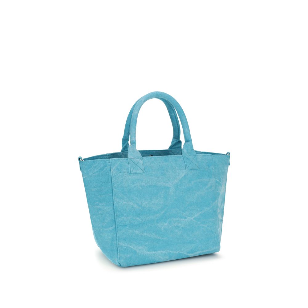 Ganni Blue Recycled Cotton Shoulder Bag
