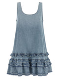 Ganni Blue Organic Cotton Short Dress