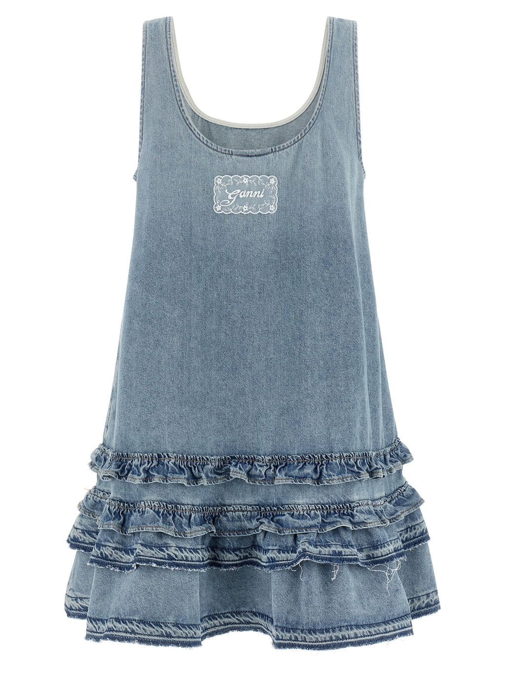 Ganni Blue Organic Cotton Short Dress