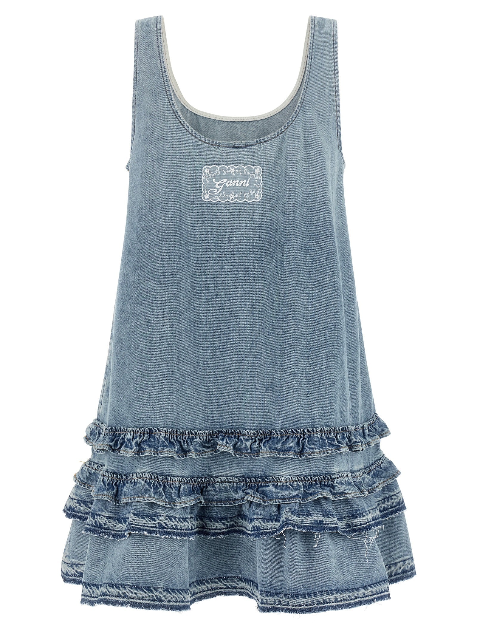 Ganni Blue Organic Cotton Short Dress