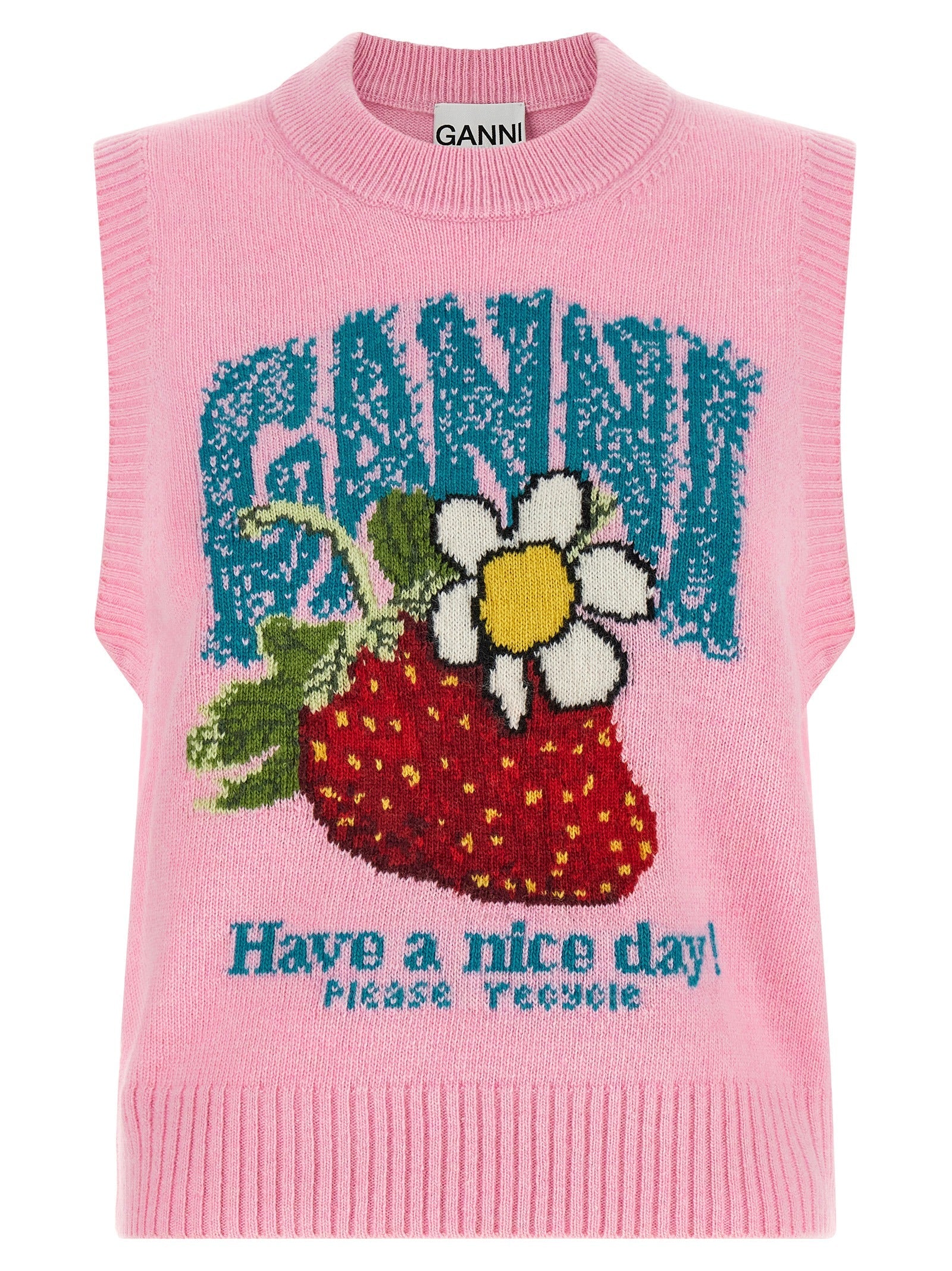 Ganni Multicolor Wool Sleeveles Sweater