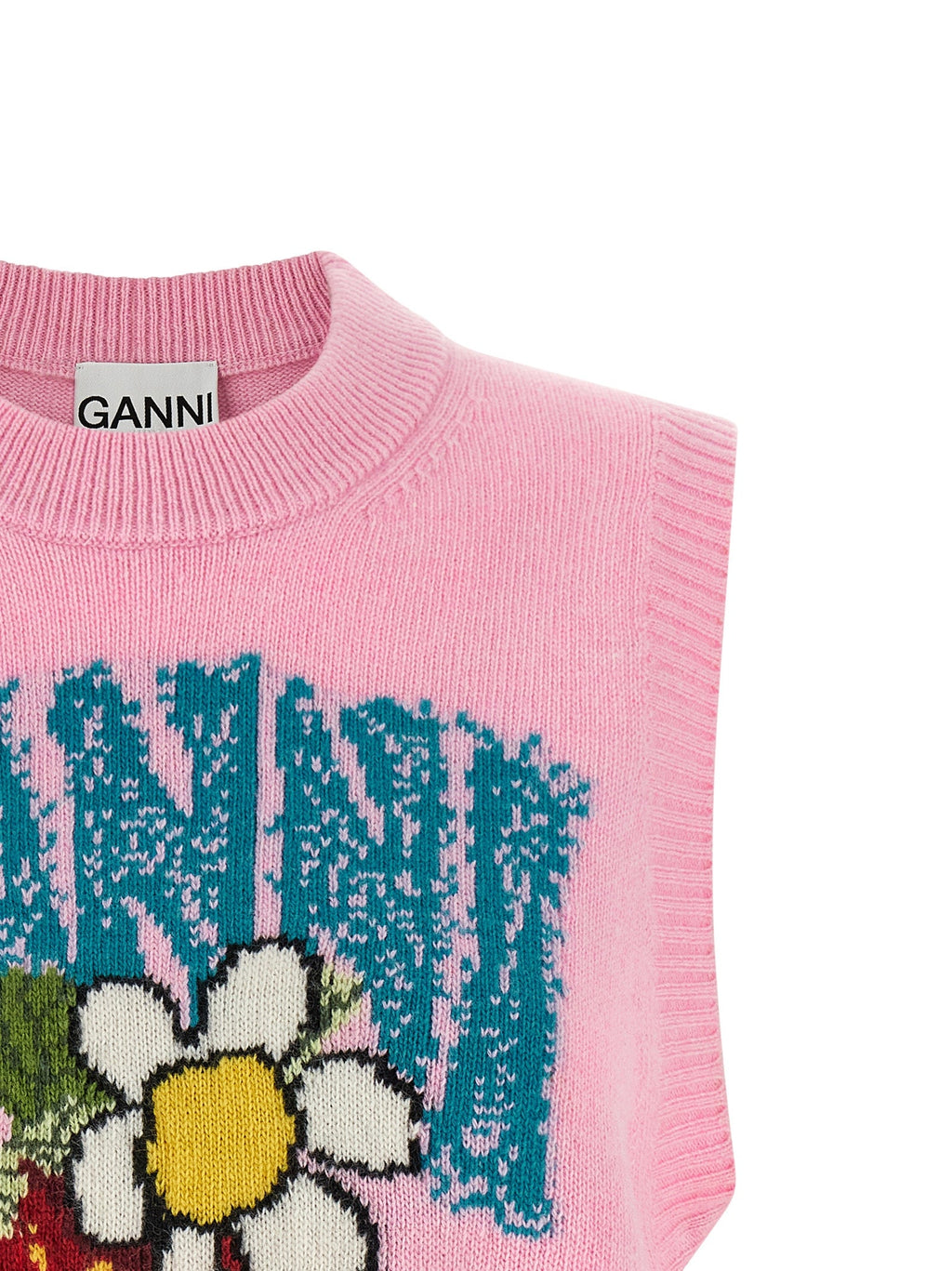 Ganni Multicolor Wool Sleeveles Sweater Ganni