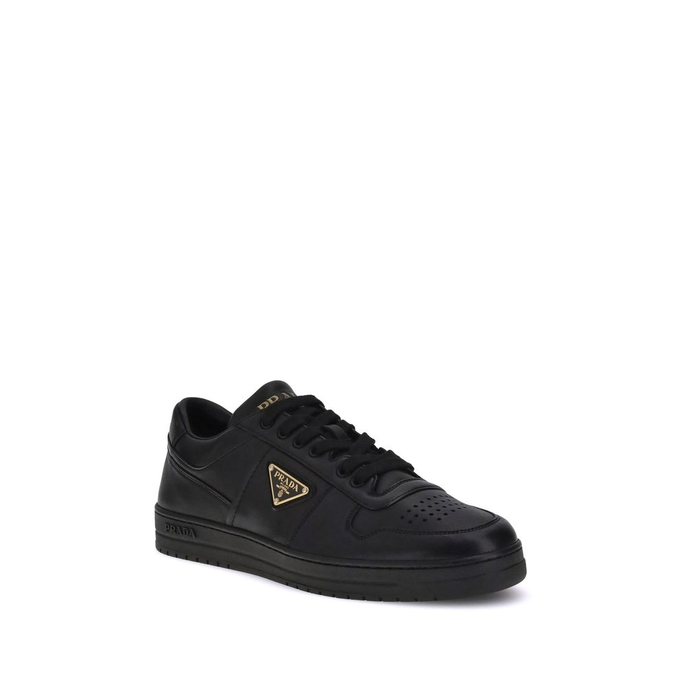 Prada Black Calf Leather Bos Taurus Low Top Sneakers Prada