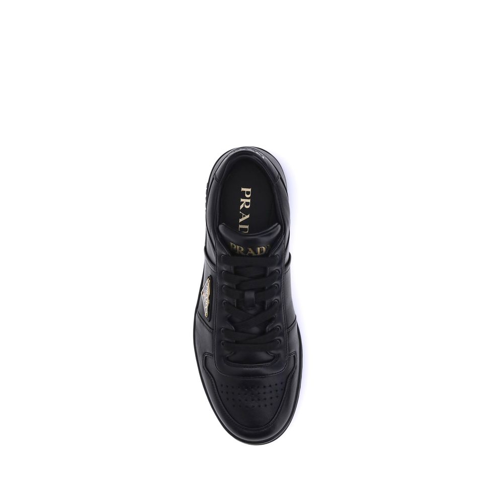 Prada Black Calf Leather Bos Taurus Low Top Sneakers Prada