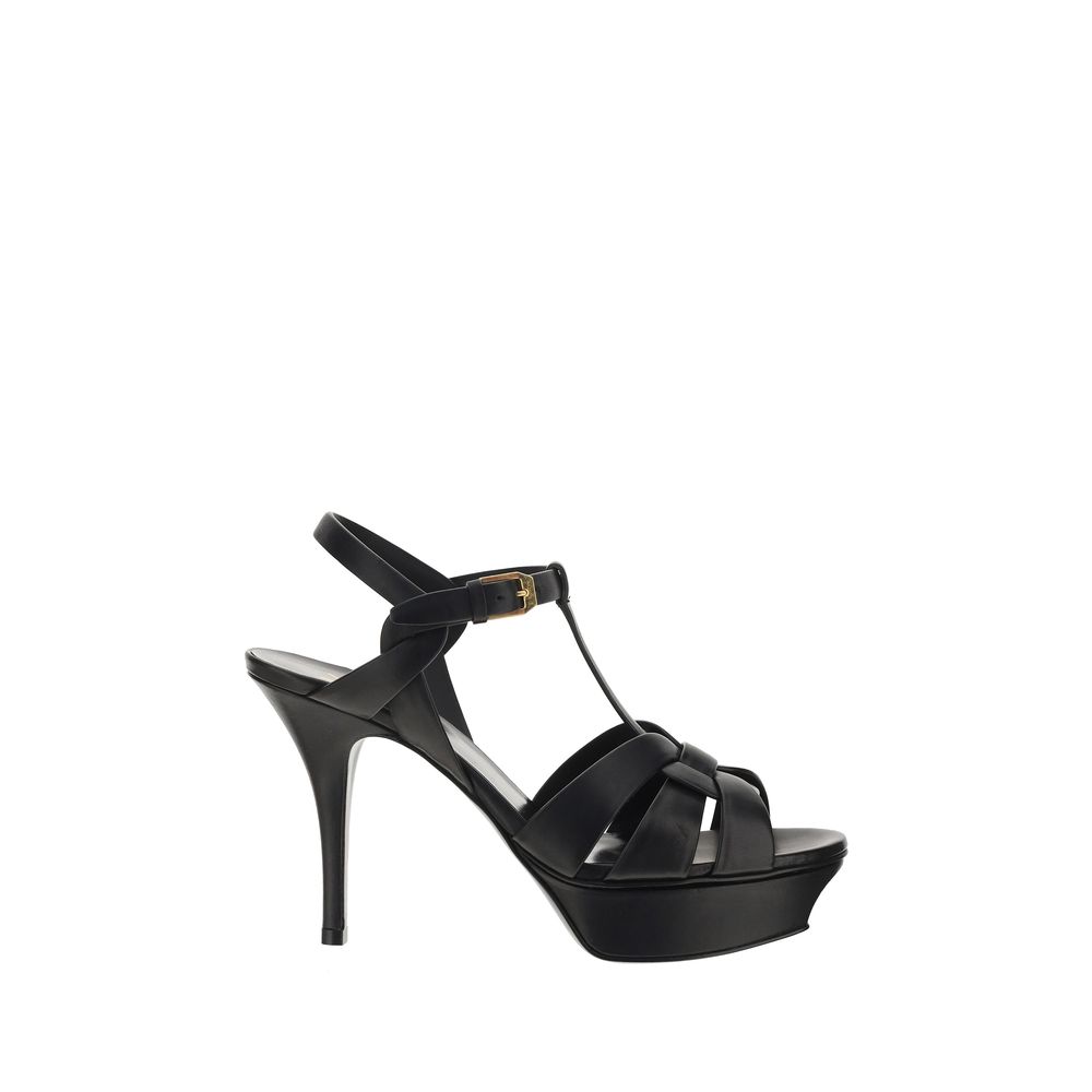 Saint Laurent Black Calf Leather Bos Taurus Platform Sandals
