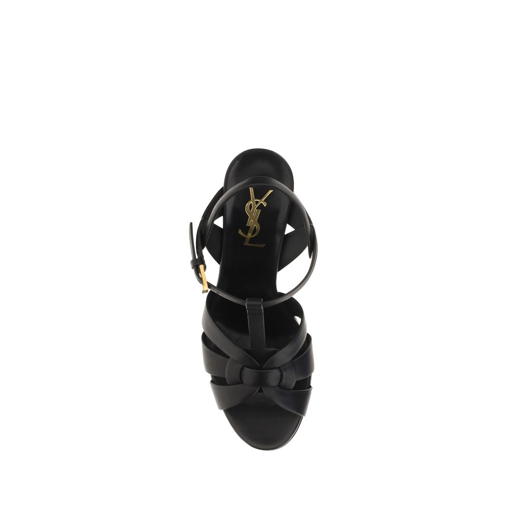 Saint Laurent Black Calf Leather Bos Taurus Platform Sandals