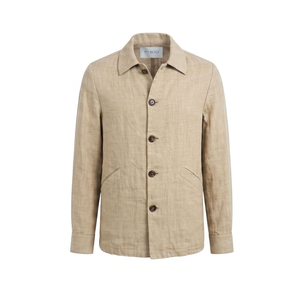 Malo Beige Linen Men Jacket