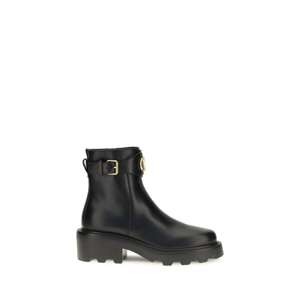 Valentino Garavani Black Calf Leather Bos Taurus Ankle Boots