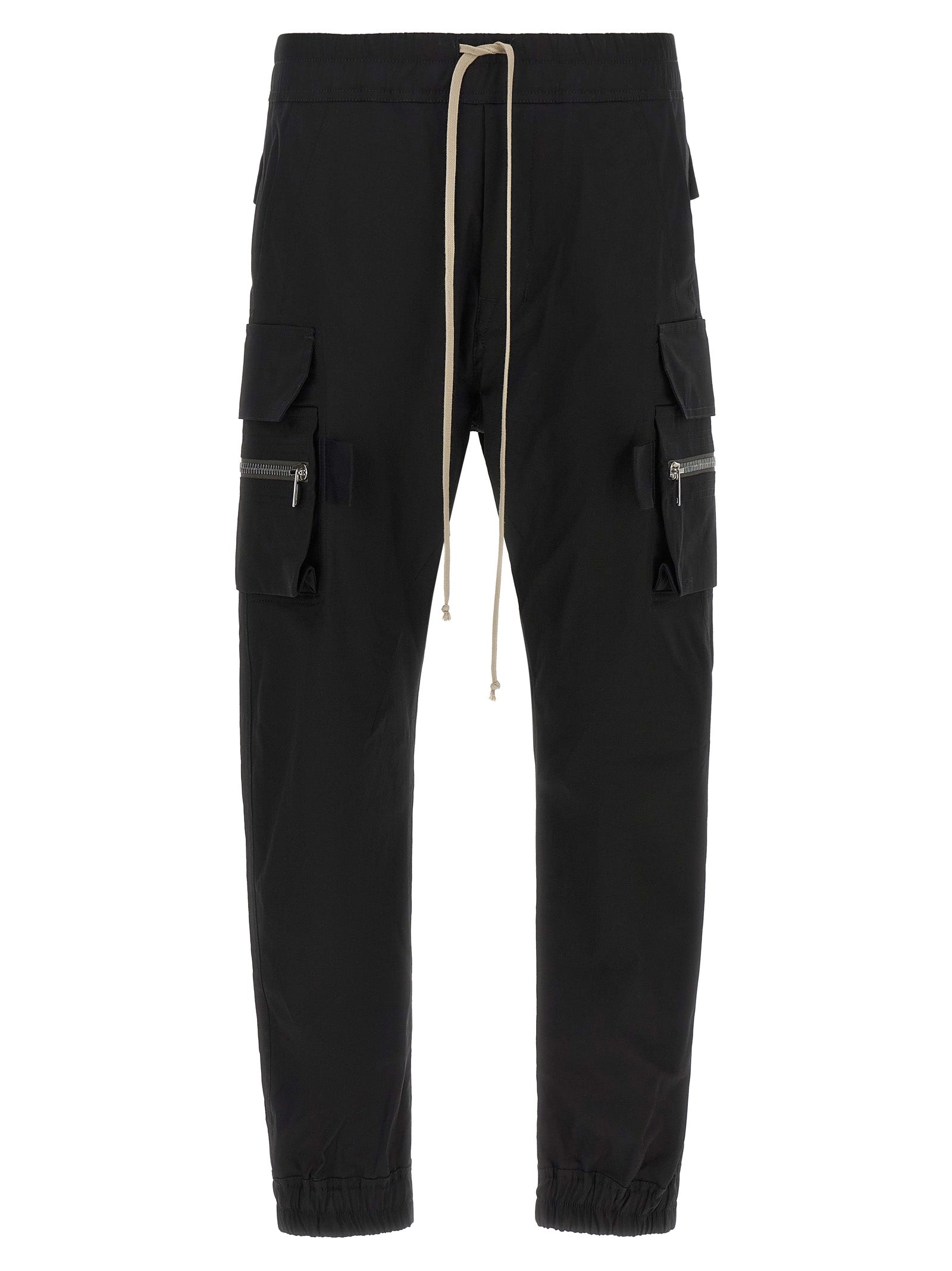 Rick Owens Black Cotton Cargo Pants