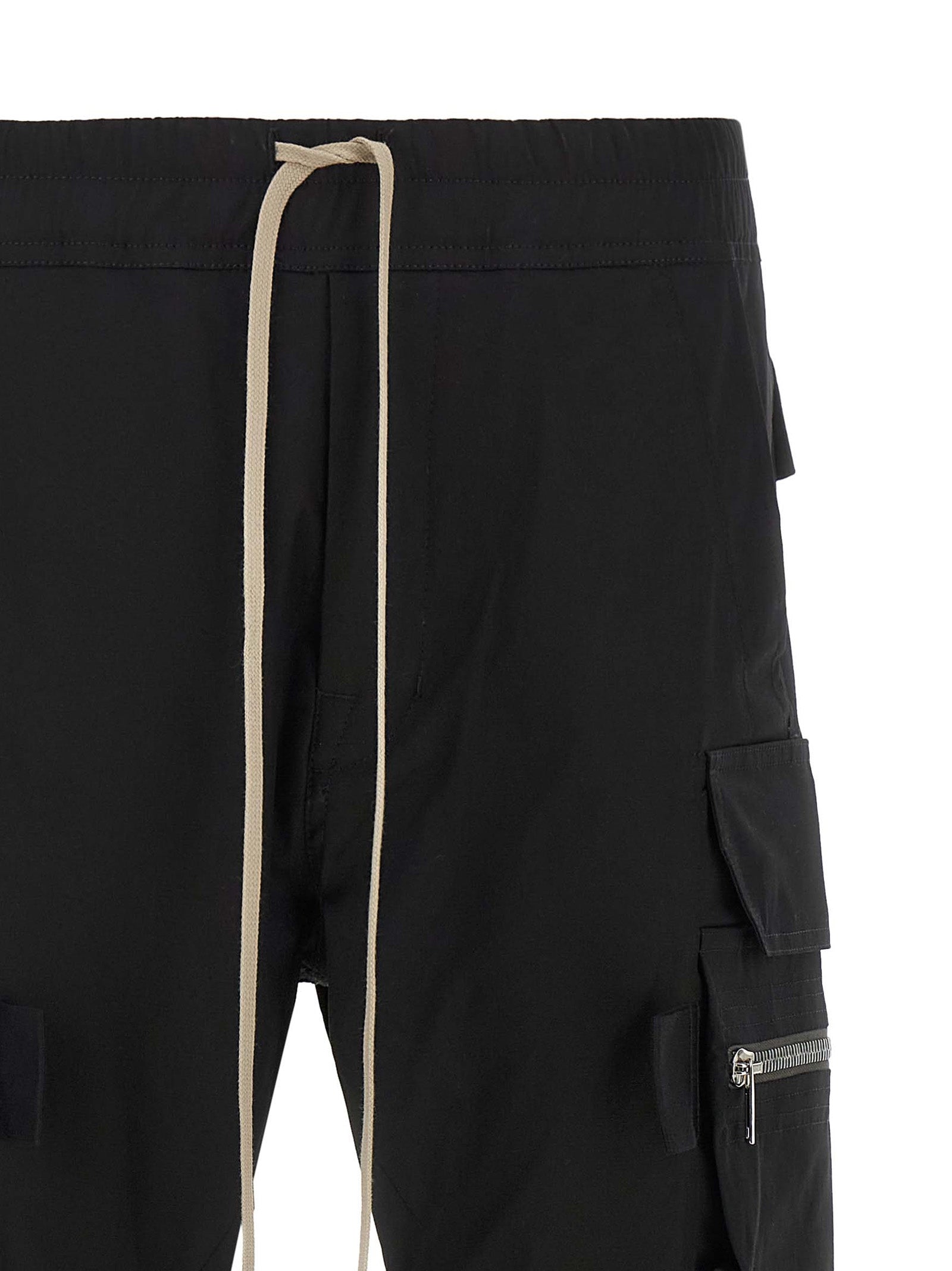 Rick Owens Black Cotton Cargo Pants