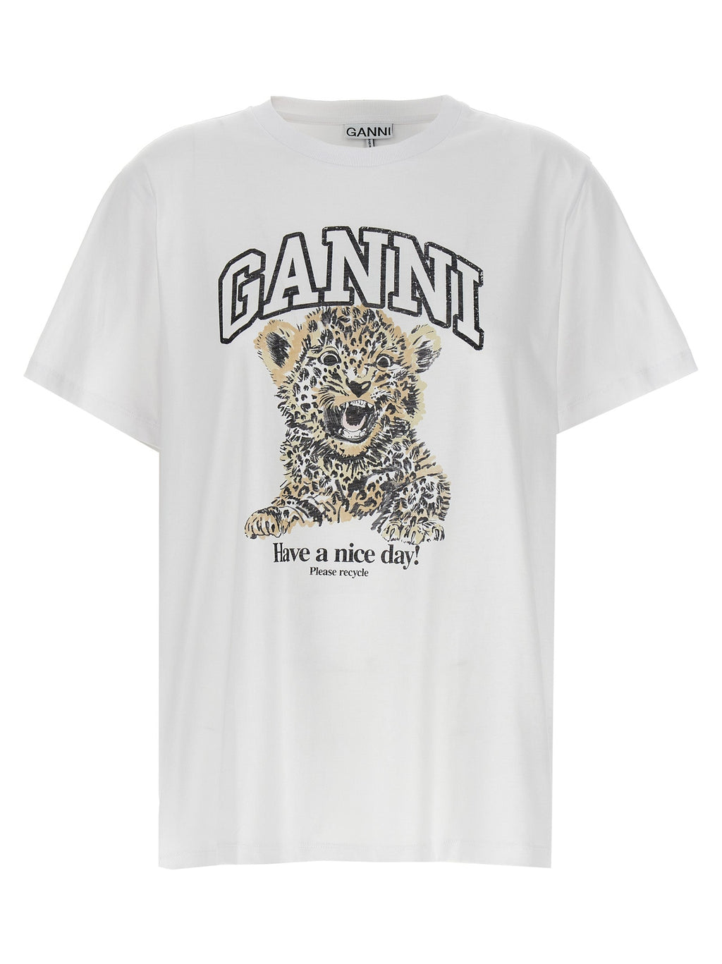 Ganni White Cotton T-Shirt Ganni