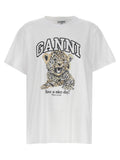 Ganni White Cotton T-Shirt Ganni