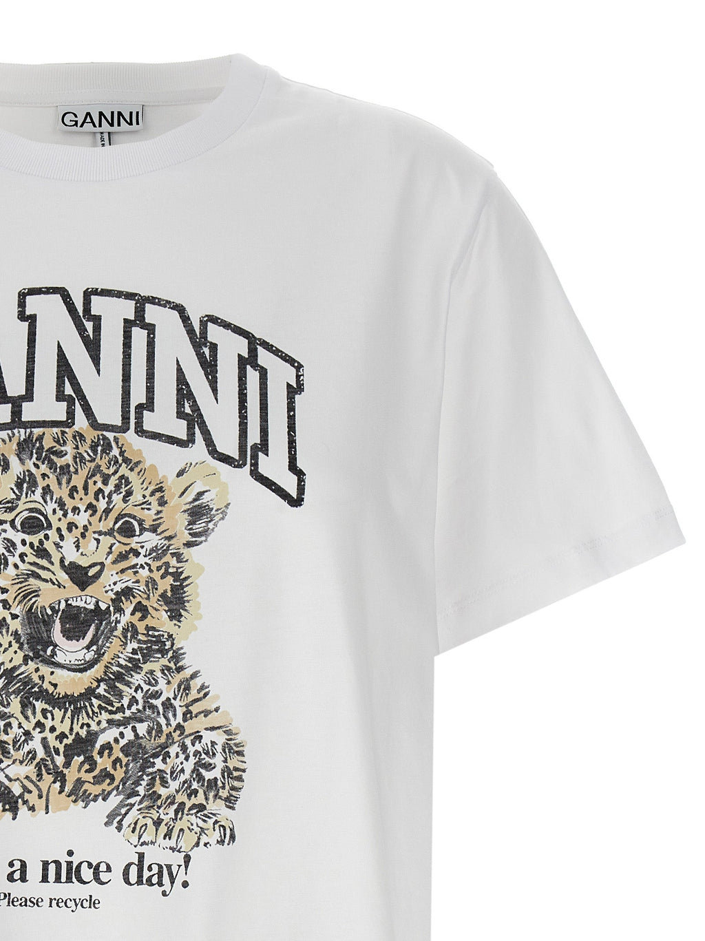Ganni White Cotton T-Shirt Ganni