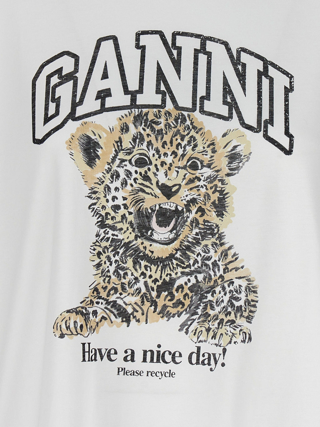 Ganni White Cotton T-Shirt Ganni