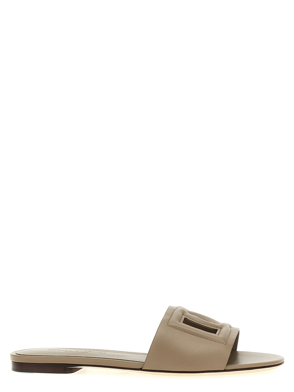 Dolce & Gabbana Gray Calfskin Slides Dolce & Gabbana