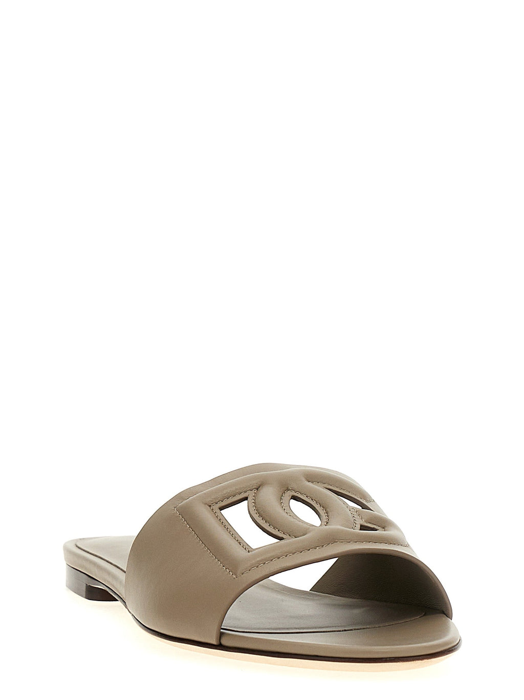 Dolce & Gabbana Gray Calfskin Slides Dolce & Gabbana
