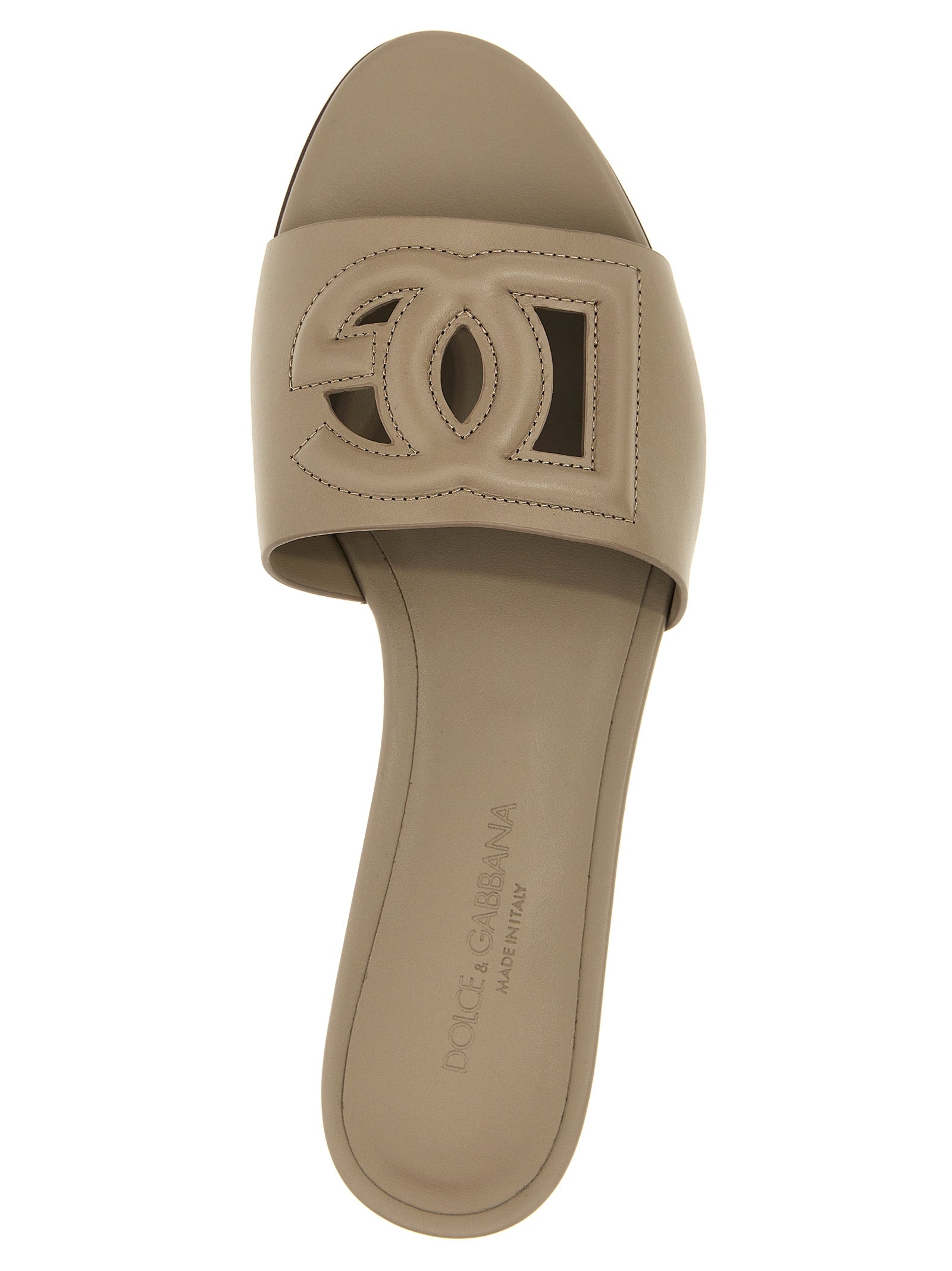 Dolce & Gabbana Gray Calfskin Slides Dolce & Gabbana