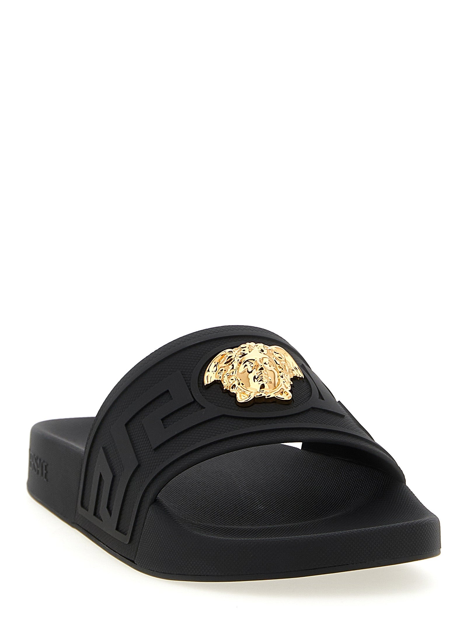 Versace Black Glass Slides